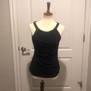 Ann Taylor black beaded shell shirt